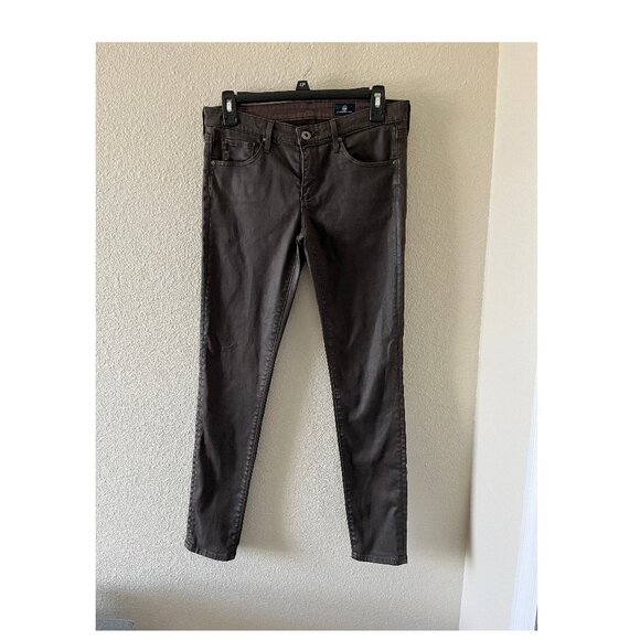 AG Adriano Goldschmied The Legging Brown Leatherette Ankle Skinny Jeans 27 - Picture 2 of 12